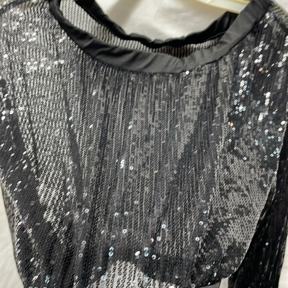 Black sequined see through panty lined pants suit ladies sz s - Picture 9 of 9
